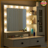 Dressing Table with LED Mirror Modern Makeup Desk Vanity Table + Glass Cabinet