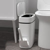 2in1 Press Top Narrow Plastic Trash Can Set with Toilet Brush Bathroom Waste Bin