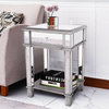 2 Tier Luxury Silver Mirrored Side Table Nightstand w/ Drawer Sofa Side Bedside