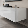 High Gloss Floating TV Unit Stand Cabinet 140cm White Wall Mounted Entertainment