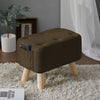 Small Pouf Pouffe Seat Footstool Fabric Linen Sofa Footrest w/ Storage Pocket