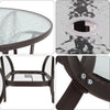 Large 105CM Glass Top Garden Dining Table Parasol Hole Bistro Outdoor Furniture