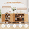 Entryway Freestanding Storage Cabinet 4-Tier Shoe Rackw/Shelves-Teak