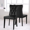 Set of 2 Black Faux Leather Dining Chairs Button High Back Home Restaurants