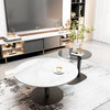 Set 2 Round Nesting Coffee Table Sleek Marble Glass Stacking Side Accent Tables
