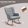 Rocking Chair and Ottoman Set Fabric Wingback Armchair for Living Room Grey