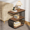 Industrial Small End Table, 3-Tier Narrow Side Accent Table with Metal Frame