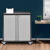 Wheeled Metal 2 Door Office Filing Cabinet 2 Layers Steel File Storage Cupboard