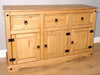 Corona 3 Door 3 Drawer Sideboard – Solid Pine Rustic Waxed Wood Cabinet Unit