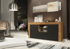 Modern 145cm TV Unit | Oak Matt Body & Black Matt Doors | Cabinet & TV Stand