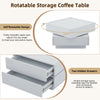 Coffee Table with 360° Rotating Square Coffee Storage Table with 2 Drawers White