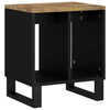 Solid Wood Side Table - Industrial-Style End Sofa Table with Metal Legs, T4U6