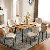 2PC Beige Dining Chairs Velvet Upholstered Seat Kitchen Chair Metal Legs