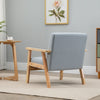 Wooden Single Seater Sofa Accent Chair Armchair Linen Fabric Living Room Grey