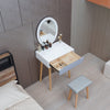 Wooden Dressing Table Modern Makeup Desk Dresser LED Lighted Mirror with Stool