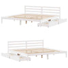 Bed Frame with Drawers White 200x200 Solid Wood Pine C8K9