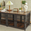 Heavy Dog Crate Furniture Side Table Dog Kennel Cage 4 Doors & Removable Divider