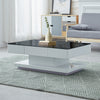 High Gloss Coffee Table Black Glass Top Rectangular Living Room 2 Drawers