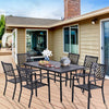 6-Person Outdoor Patio Tables Metal Outdoor Dining Table 1.57" Umbrella Hole