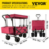 Beach Trolley Outdoor Utility Garden Cart Folding Wagon Cart With Canopy