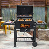 Outdoor XL Smoker Charcoal BBQ Grill Portable Garden Barbecue Trolley with Shelf