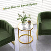 Set of 2 Marble Top Round Side Table Modern Sofa End Table Accent Bedside Table