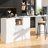 EXTENDABLE BAR KITCHEN ISLAND TABLE STORAGE CABINET SHELVES DINING ROOM WHITE