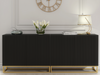 Modern Sideboard I 200cm I Black I Fluted Fronts I Gold Legs I Storage Cabinet