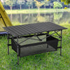 Foldable Aluminum Camp Table with Mesh Shelf – Lightweight, Roll-Top & Portable