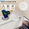 COSTWAY Computer Desk Writing Work Study Desk with Power Outlets-White