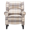 Recliner Armchair Tartan Chair Wing Back Sofa Lounge Chair Adjustable Footrest