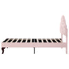 Velvet Upholstered Bed Single Size Bed 3ft w/ Headboard for Kids Teenager Pink