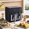 UK Double Basket Air Fryer 1700W Large Digital 9 Litre Dual with Timer Non-Stick