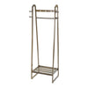 Bamboo Folding Clothes Rail 2 Tiers Hooks Bags Coat Stand Hanger Hallway Bedroom