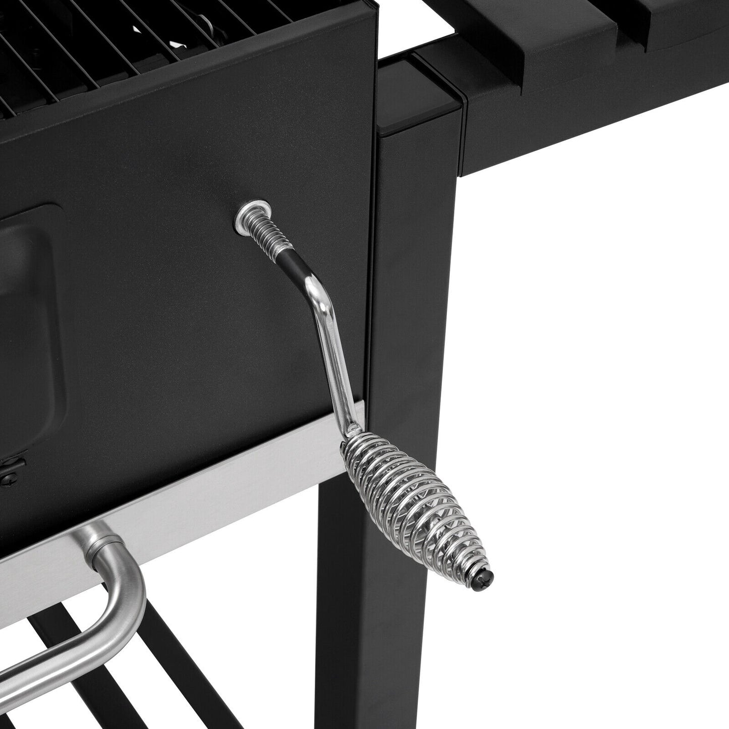 Garden Barbecue Grill Portable BBQ Trolley Grill with Thermometer Folding Shelf