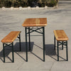 BIRCHTREE Beer Table Bench Set Picnic Dining 3 PCS Wooden Folding Outdoor 1.17m