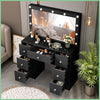 Dressing Table Vanity Set Make up Desk with Dimmable LED Light Mirror 7 Drawers