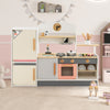 Kids Play Kitchen Set Toddlers Wooden Pretend Kitchen Toy Set w/ Refrigerator