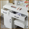 Dressing Table LED Light Makeup Desk w/Mirror and Stool Cabinet Drawer Shelves