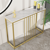 Marble Console Table Desk Shelf Sofa Kitchen Entryway Office Storage Gold Frame