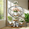 Strong Metal Plant Rack Floor Heart Shape Garden Flower Stand with 5 Pot Holders