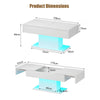 White High Gloss Coffee Table with LED RGB Lights 2 Drawer Storage Living Room