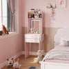 Small Dressing Table with Foldable Side Panel LED Light Mirror Shelves Vanity