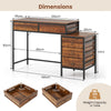 Industrial Styled Workstation Writing Table Computer Desk w/ 5 Drawers-Coffee
