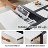 Coffee Table with 4 Drawers Living Room Table Large Storage White+Black