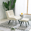 Upholstered Velvet Fabric Armchair and Footstool Adjustable Back Lounge Chair UK