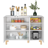 Sideboard Storage Cabinet 3 Door Kitchen Wooden Cupboard Adjustable Shelf White