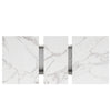 Extendable Dining Table 120-160x80x76.5cm, White Marbled MDF, Black Crossed Legs