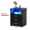 Bedside Table with Charging Station, Nightstand with 3-colour LED Lighting
