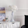 Fluffy Feather Shade Table Lamp White Lampshade Bedside Night Light Room Decor